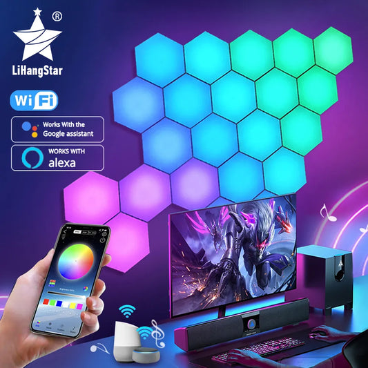 RGB Bluetooth LED Hexagon Wall Lights