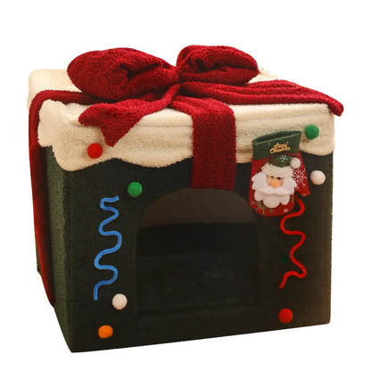 Christmas Gift Box Pet House Bed