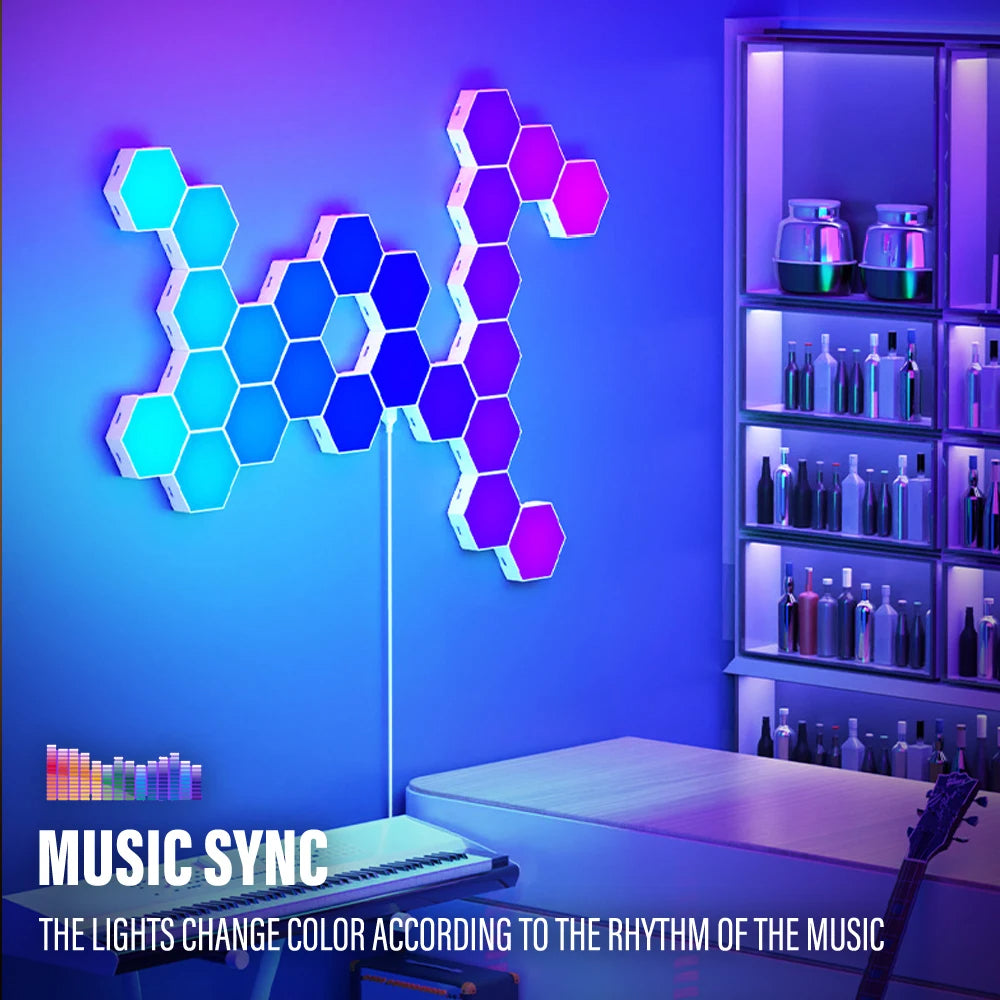 RGB Bluetooth LED Hexagon Wall Lights