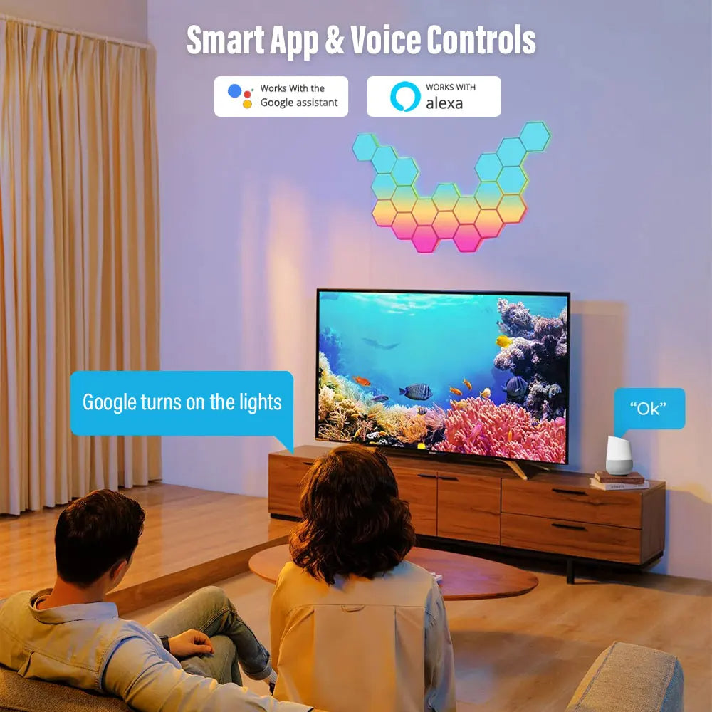 RGB Bluetooth LED Hexagon Wall Lights