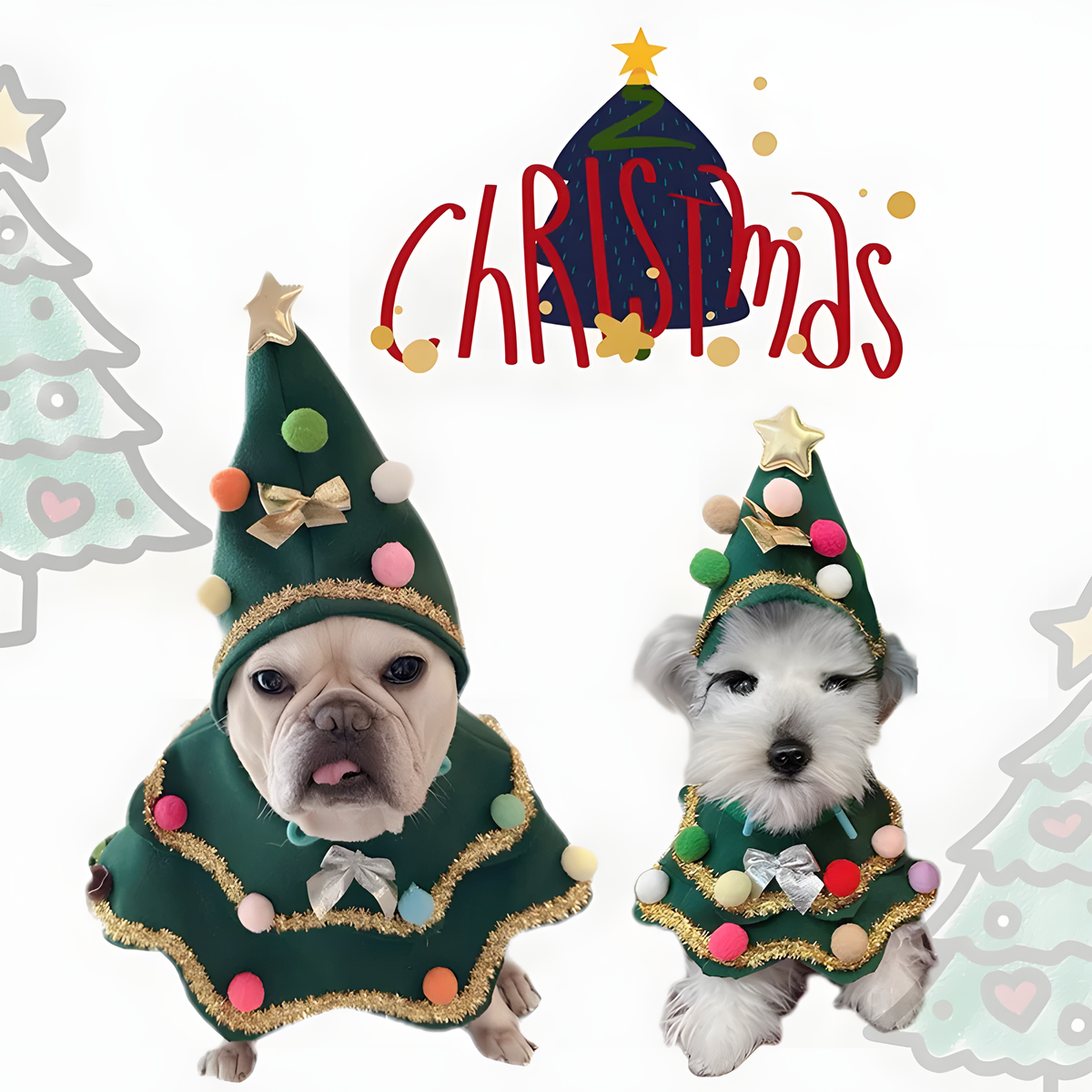 Christmas Tree Pet Cape & Hat Set