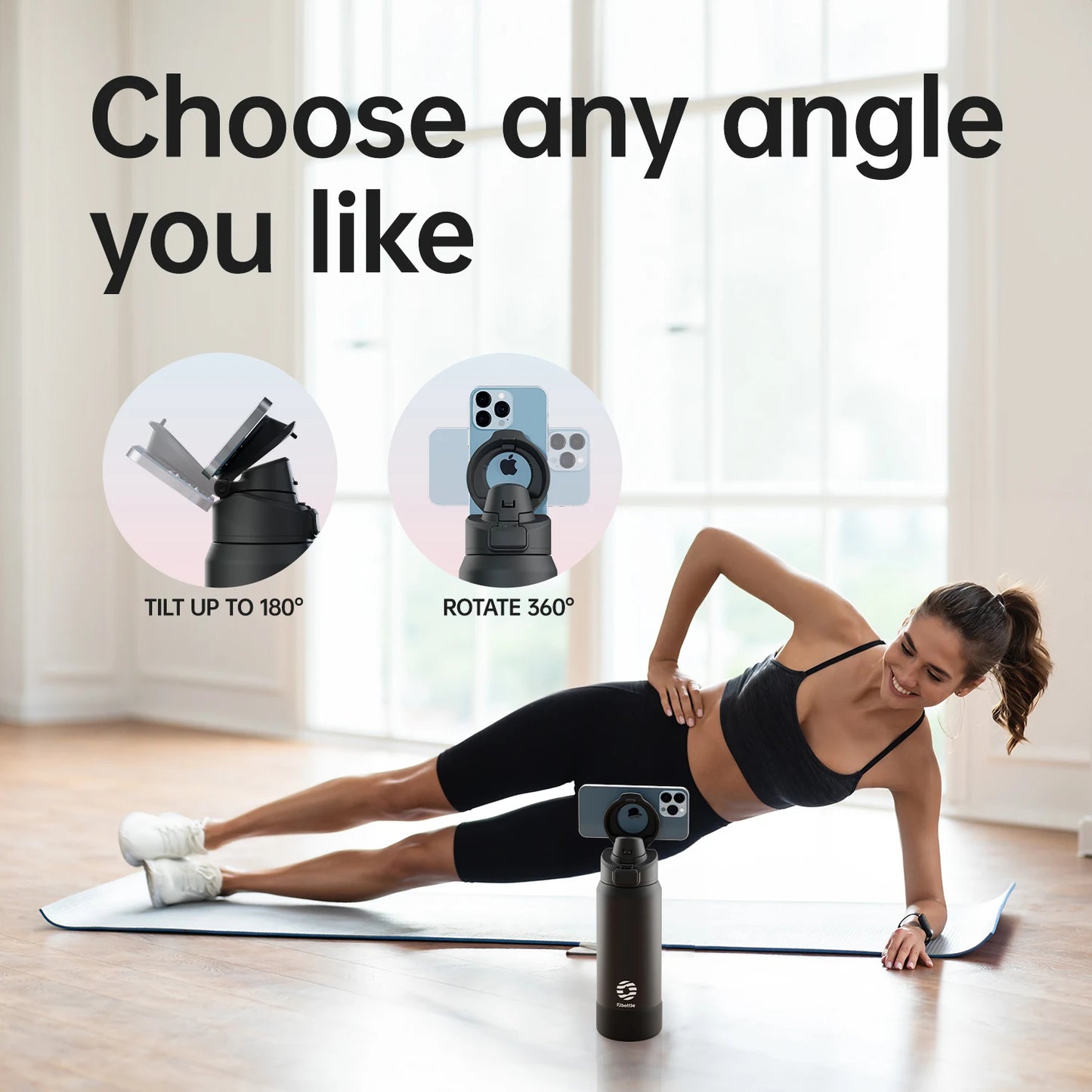 Stainless Steel Insulated Bottle with Magnetic Phone Holder