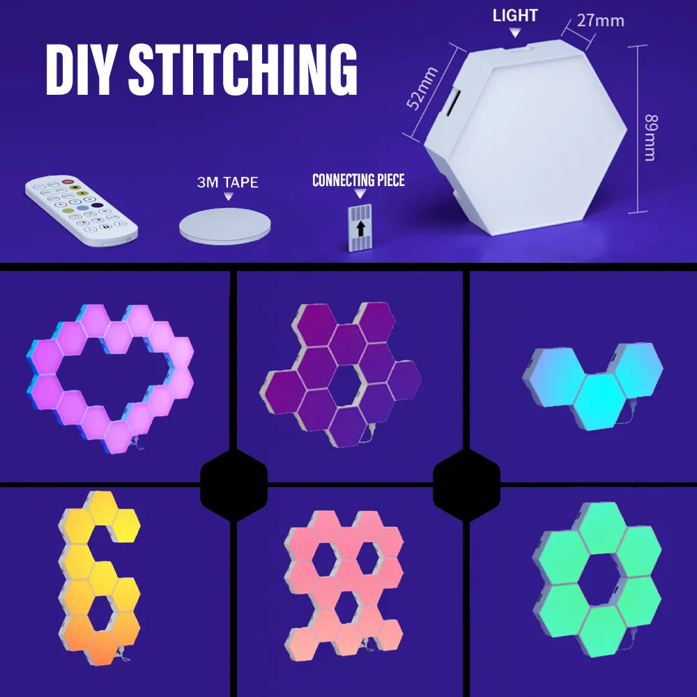 RGB Bluetooth LED Hexagon Wall Lights