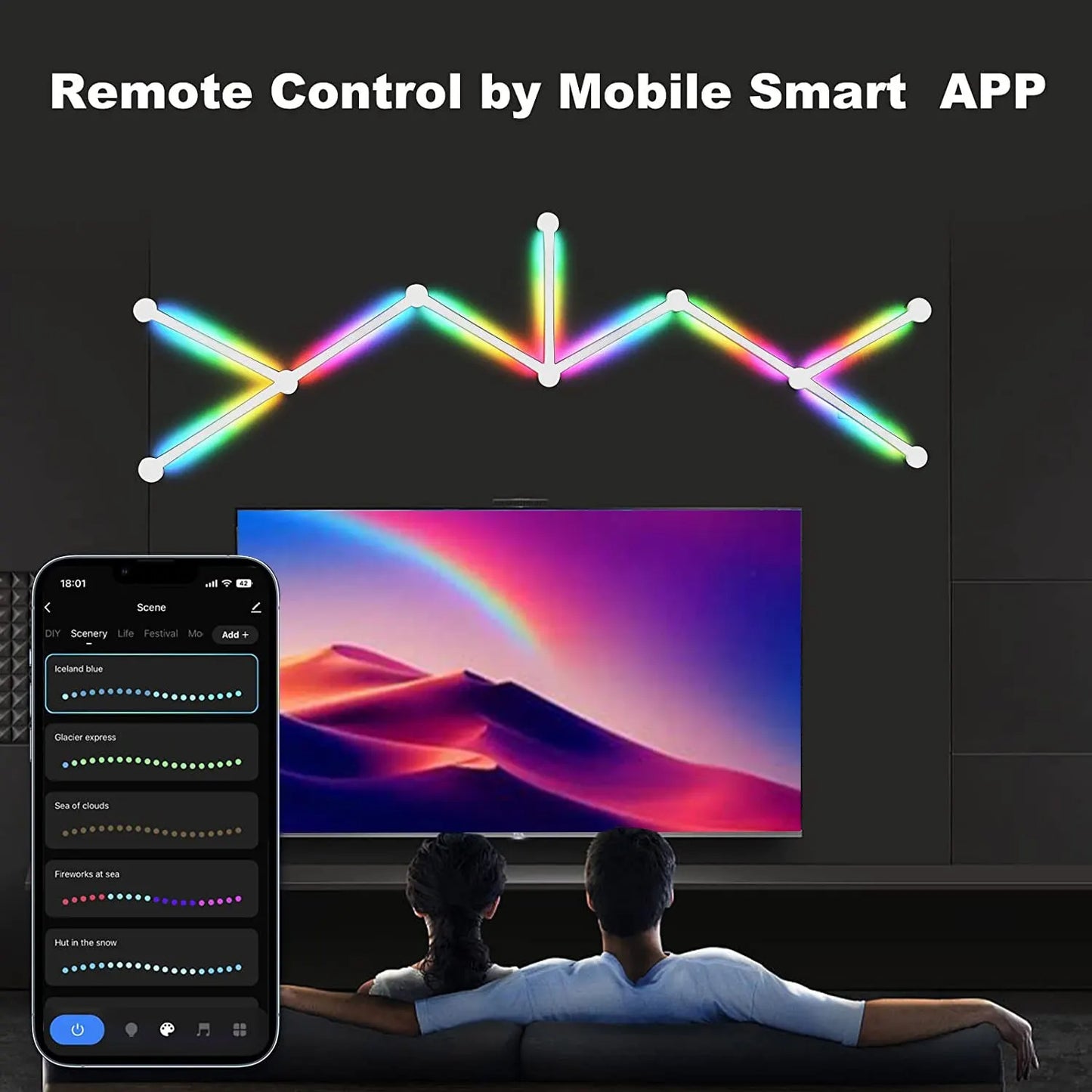 Wi-Fi RGBIC LED Smart Wall Light Bar