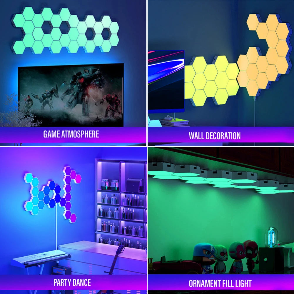 RGB Bluetooth LED Hexagon Wall Lights