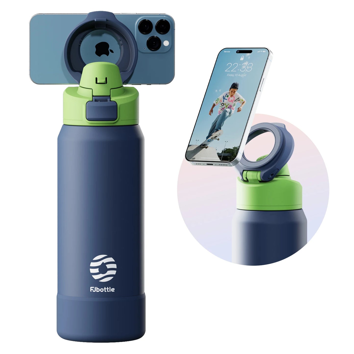 Stainless Steel Insulated Bottle with Magnetic Phone Holder