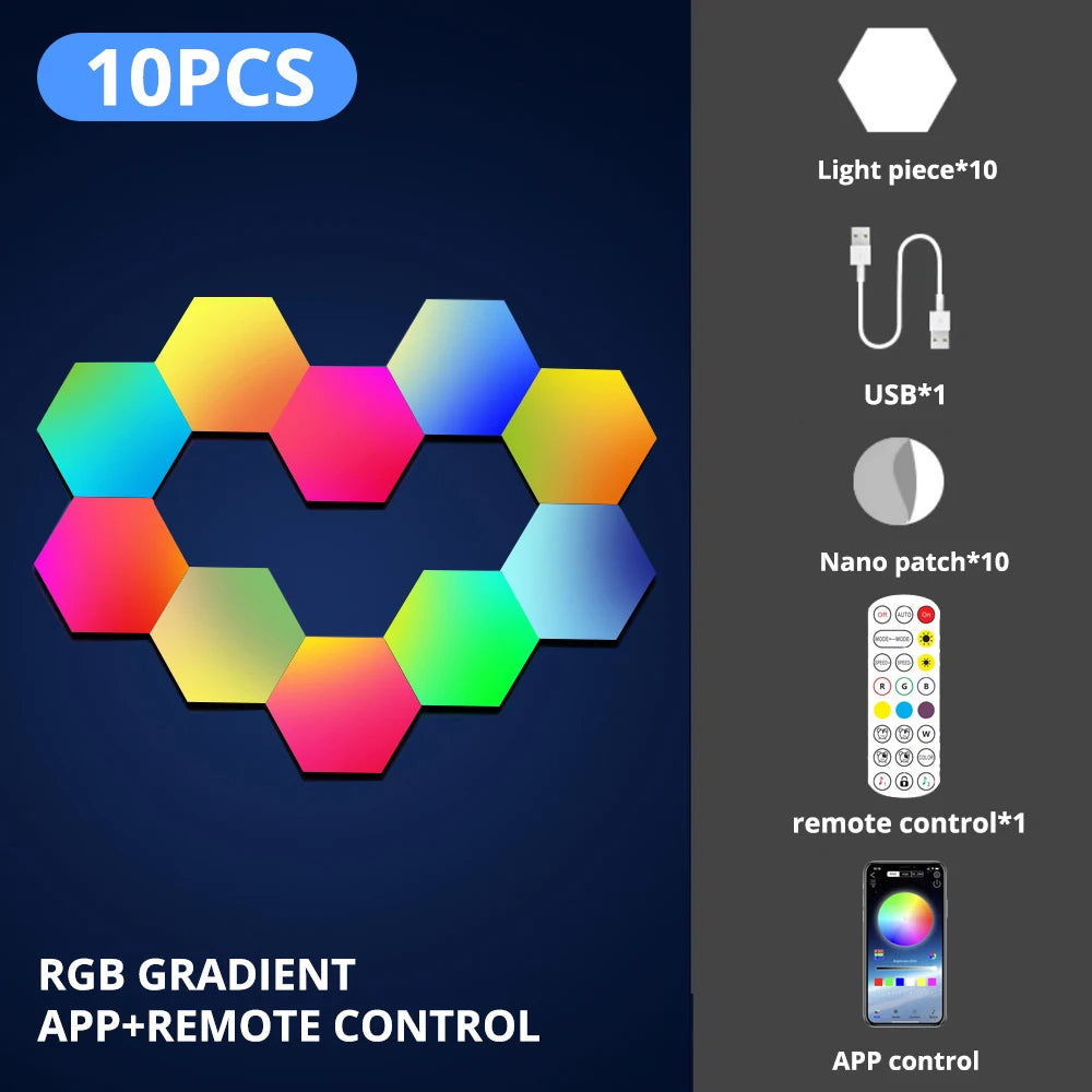 RGB Bluetooth LED Hexagon Wall Lights