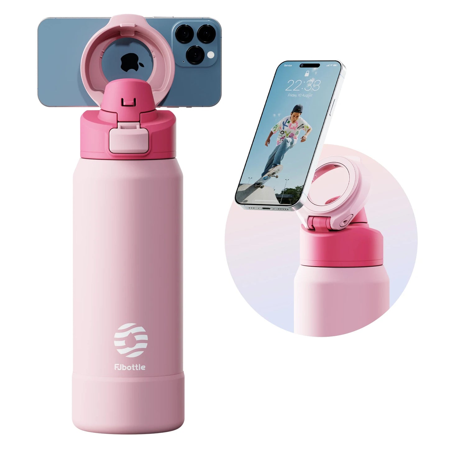 Stainless Steel Insulated Bottle with Magnetic Phone Holder