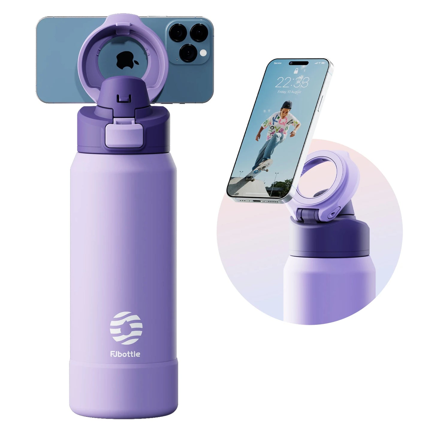 Stainless Steel Insulated Bottle with Magnetic Phone Holder